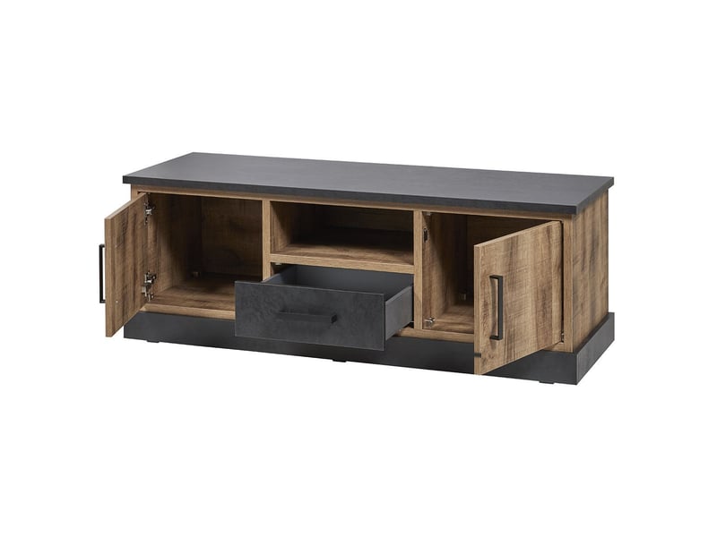  Meuble tv 2 portes aspect chêne artisan et noir graphite - urbal URBAL - Conforama C