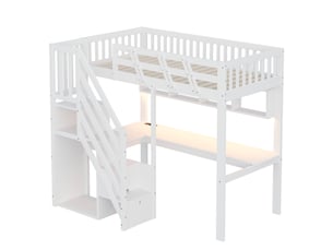 Lit avec rangement 90x200 cm <strong>RAYOFI</strong>  <strong></strong> coloris blanc