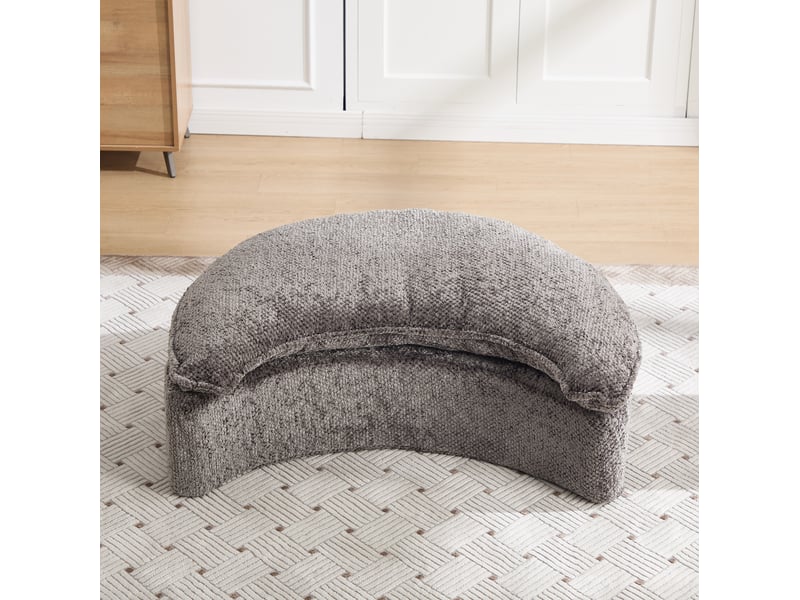  Fauteuil lounge mousse polyester gris, avec pouf, coussin inclus 190,5x138x63 cm  - Conforama R
