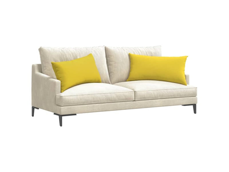 Lot de 2 coussins de canapé, coussins décoratifs tissu jaune clair 80 x 40 cm cf58895 - Conforama C