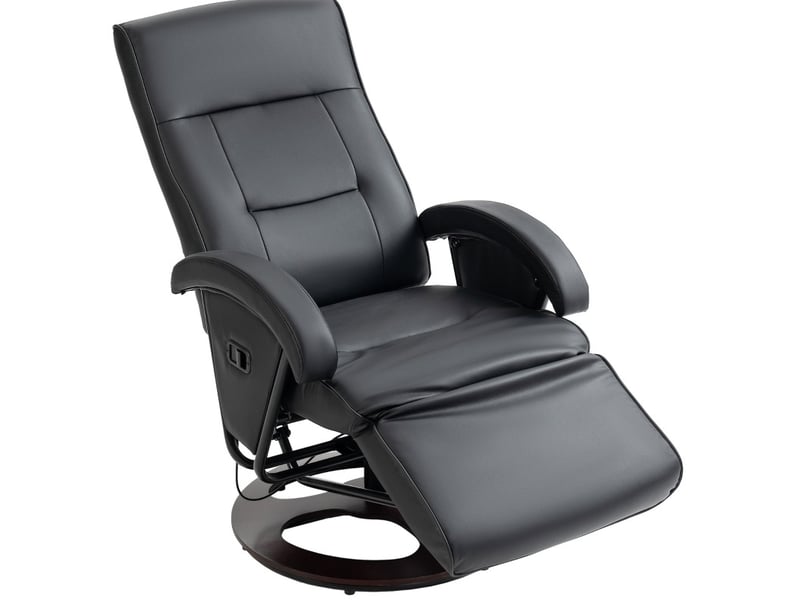  Fauteuil relax pivotant inclinable 135° avec repose-pieds en similicuir noir  - Conforama A