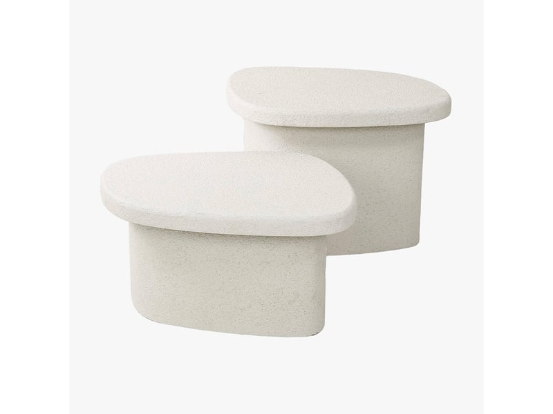  Lot de 2 tables basses en marbre composite blanc  - Conforama C