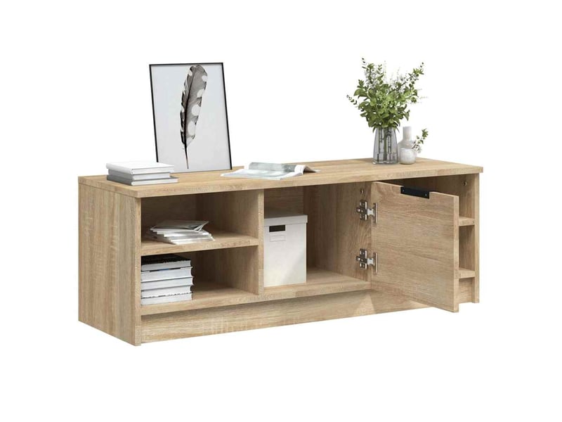  Meuble tv - banc tv - meuble de rangement chêne sonoma 102x35,5x36,5 cm bois d'ingénierie  - Conforama E