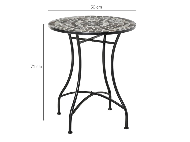  Table de jardin et d'extérieur en métal noir et céramique  - Conforama E
