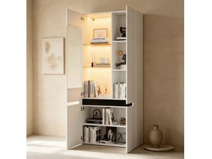 Vitrine coloris blanc 2 étagère(s) HAUSS SPOLE  - 80 cmx180 cm