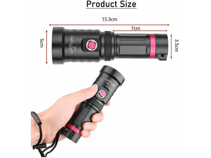  Lampe torche led ultra puissante,10000 lumens lampe de poche,ipx8 étanche 3 modes d'éclairage antichoc anti-dérapant lampe pour plongée camping randon  - Conforama B