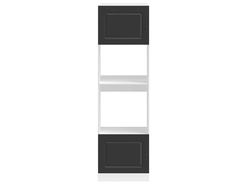  Lot de 2 armoires de four compactes avec pieds réglables 60 x 57 x 207 cm en bois d'ingénierie noir 02_0055697  - Conforama B