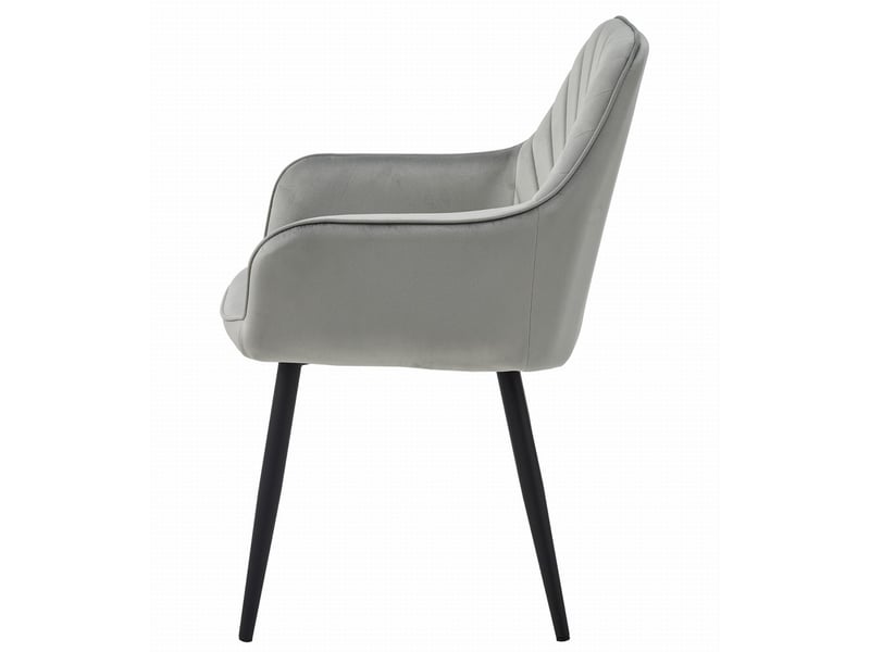 Family chaise nana - velours gris argentépieds noirs x 2  - Conforama E