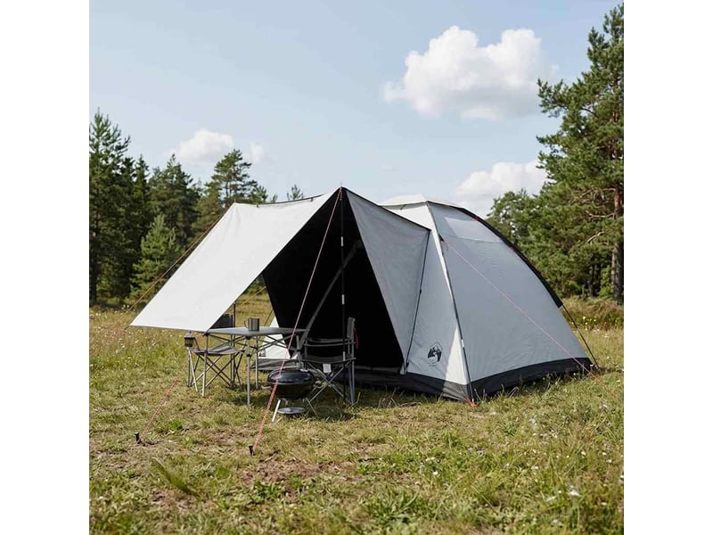 Tente de camping 4 personne blanc occultant polyester et acier - Conforama B