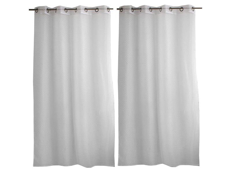  Voilages fenêtres, à œillets, blanc, 140x240cm, lot de 2, plumetis, collection lolita, cmadeco - blanc LOT2-H70807BCV140240 - Conforama A