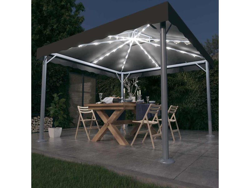  Tonnelle avec guirlande lumineuse led 300x300 cm anthracite cf62472  - Conforama B
