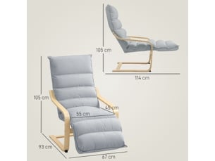 Fauteuil de relaxation gris clair en velours avec repose-pieds réglable