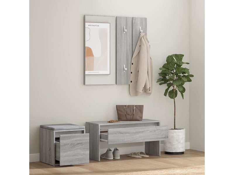  Ensemble de meubles de couloir sonoma gris bois d'ingénierie shl81923  - Conforama C