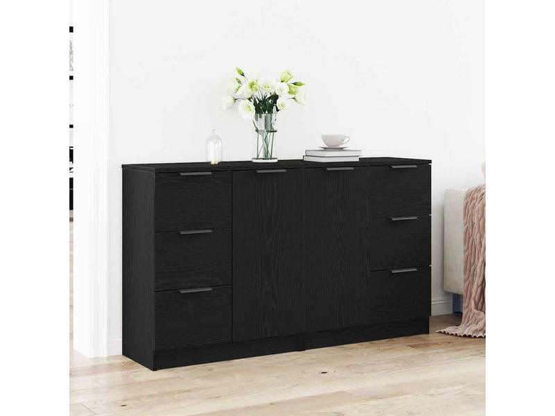  Buffet - bahut - meuble de rangement chêne noir 120 x 30 x 70 cm bois d'ingénierie  - Conforama B