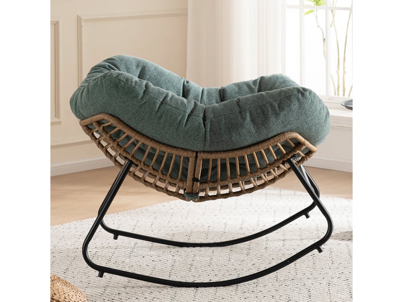  Fauteuil à bascule moderne en chenille avec cadre en métal robuste, charge 158 kg, pour salon et chambre  - Conforama E