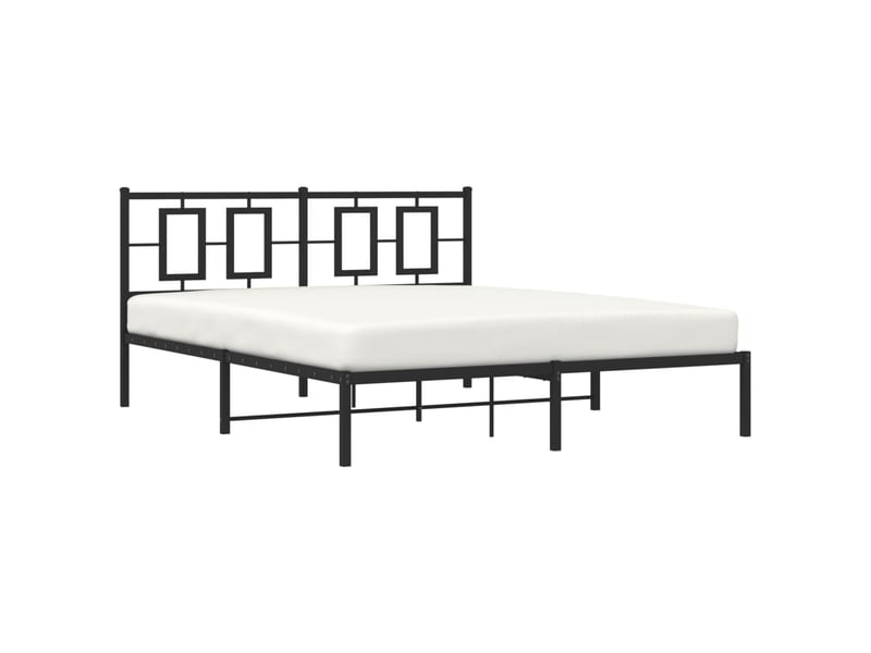 Lit double- lit adulte -  cadre de lit métal sans matelas avec tête de lit noir 150x200cm  - Conforama C