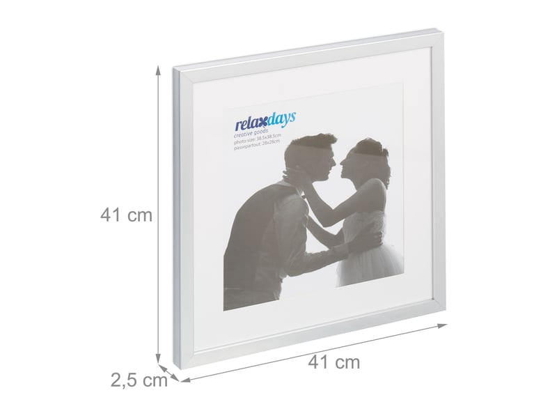  Lot de 2 cadres à photo carrés 41 x 41 x 2,5 cm à poser ou suspendre style moderne en plastique noir 13_0013224  - Conforama B