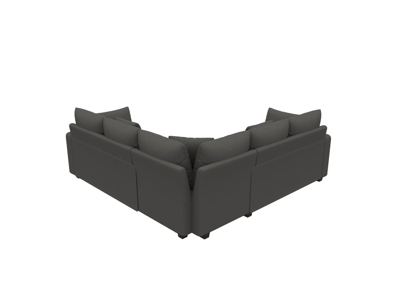  Canapé d'angle 5 places 198 × 198 cm, led, usb-ausb-c, velours côtelé gris IKSETERA TRADING LTD - Conforama W