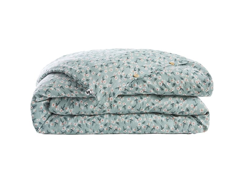  Allison - housse de couette 140x200cm gaze de coton coloris bleu motifs fleurs  - Conforama A