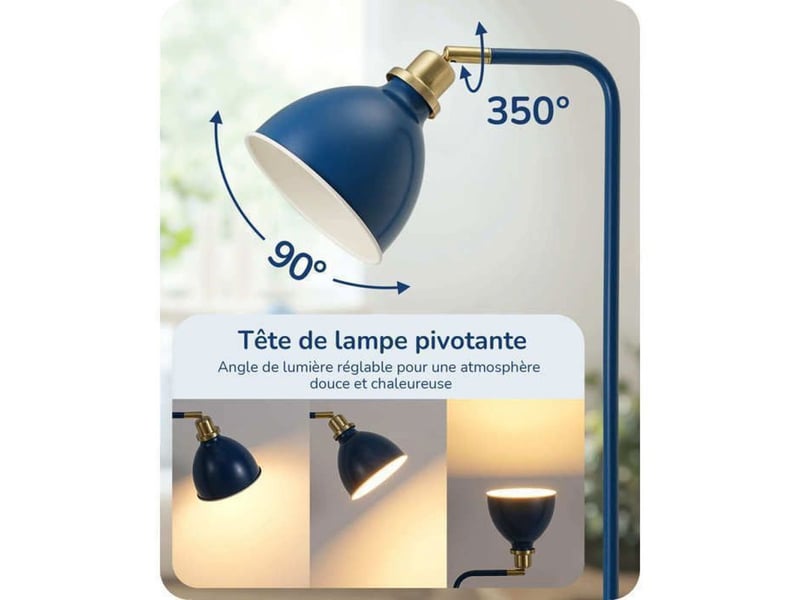  Lampe sur pied industrielle 155 cm tete orientable bleu marine e27 led 2700k 370618_AADDE38148_6_DROPFR - Conforama B