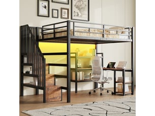 Lit mezzanine 140x200 cm <strong>SAPGAKS</strong> <strong></strong> coloris noir