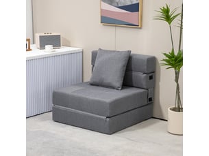 Chauffeuse canapé-lit convertible 1 place - coussin déhoussable inclus - tissu gris