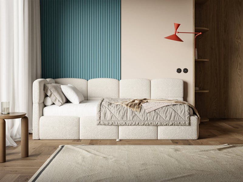  Selsey cloudy - lit rembourré - 170x185 cm - bouclé beige clair - côté gauche Cloudy - Conforama B