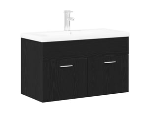 Armoire de salle de bain, cabinet de salle de bain chêne noir 90 x 38,5 x 46 cm cf65072