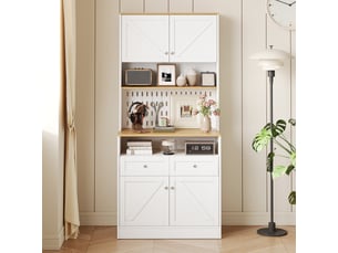 Buffet blanc moderne 2 tiroirs 4 portes, mdf, poignées argentées, grand rangement 160 cm