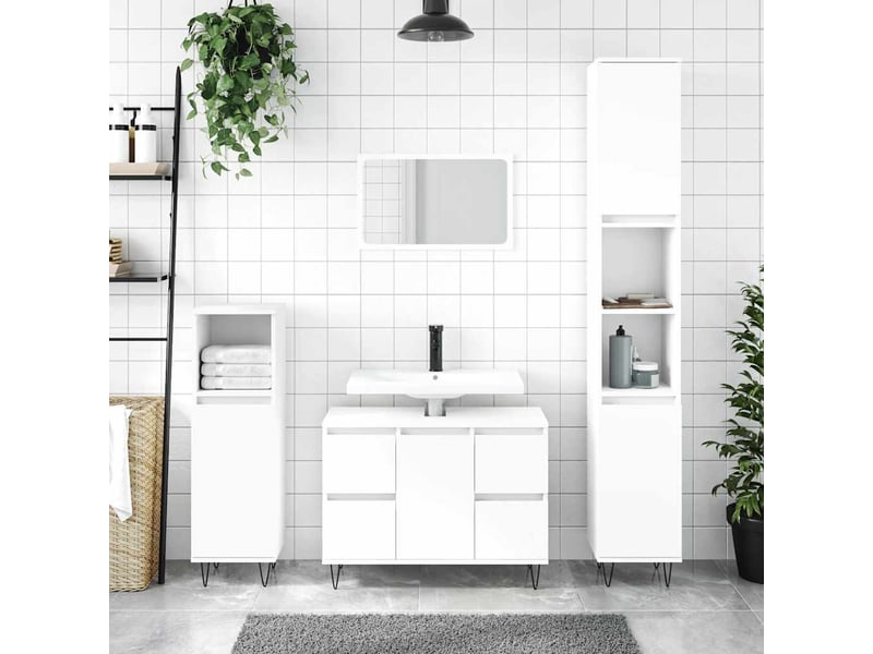  Armoire de salle de bain, meuble de rangement blanc 80x33x60 cm bois d'ingénierie shl3759  - Conforama B