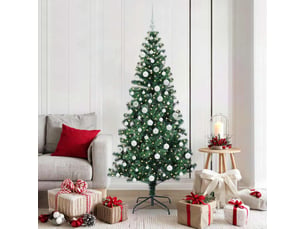 Sapin de noël artificiel, arbre de noël pré-éclairé vert 180 cm pvc et métal shl2217
