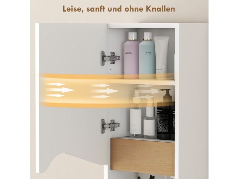  Armoire murale de salle de bains 30x17x67 cm fermeture douce panneau de particules blanc  - Conforama D