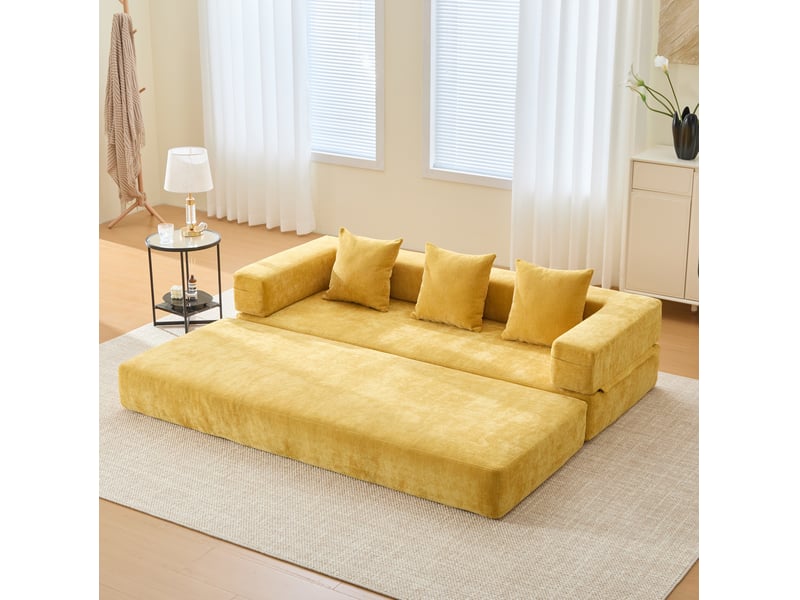  Canapé modulable 2 places en chenille avec poches latérales homvra  - Conforama B