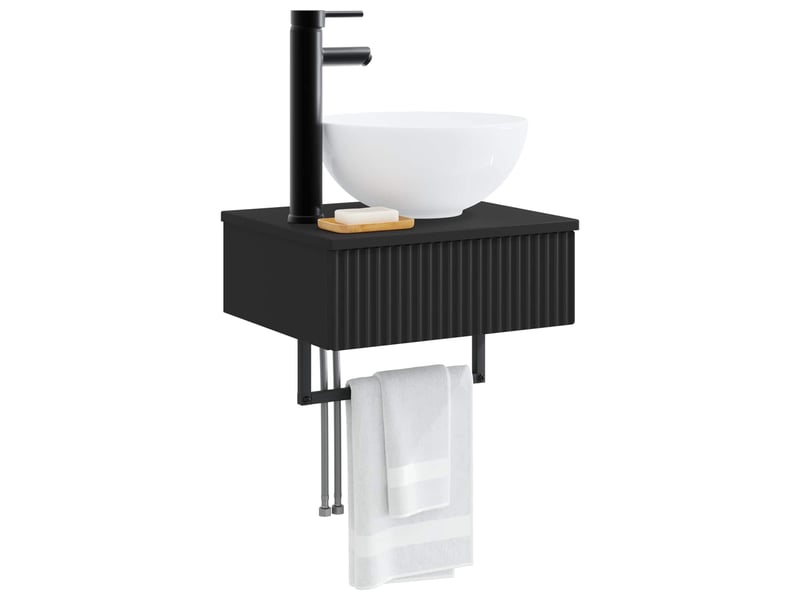 Basin de lavage mural, lavabo noir 40x35x39 cm bois d'ingénierie  - Conforama C