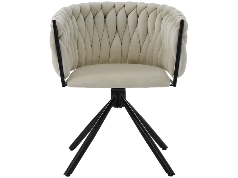  Lot de 6 chaises de salle à manger en velours, avec accoudoirs, pivotantes, pieds en métal, moderne, beige+noir  - Conforama D