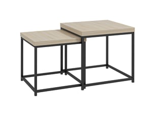 Lot de 2 tables gigognes tables basses carrées tables de cadre salon en acier et plateaux en panneaux de particules