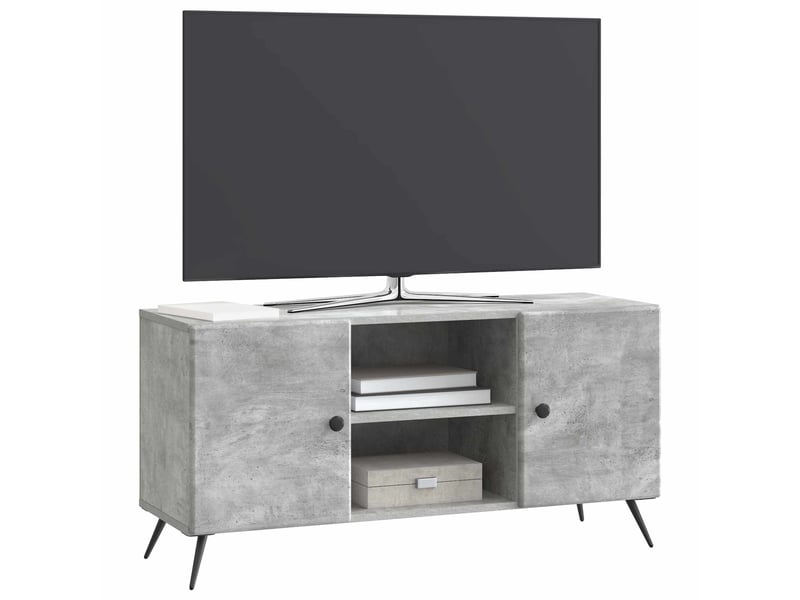  Meuble tv - banc tv - meuble de rangement 102 x 34,5 x 50 cm gris béton bois d'ingénierie  - Conforama C