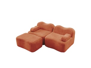 Canapé 2 places avec pouf - 192x167x70 cm - canapé d'angle modulable velours mousse 32d sans structure rigide 550kg - orange