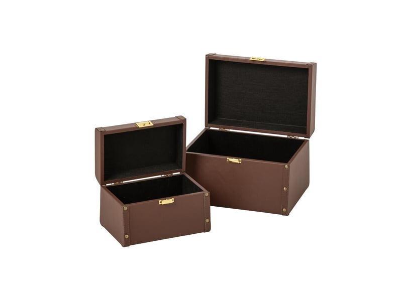 Lot de 2 boîtes déco gabin 28cm marron  - Conforama B