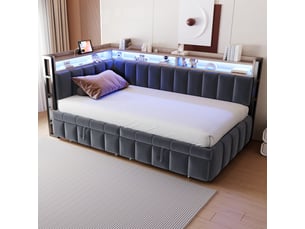Lit gigogne 90x200 cm <strong>MODFU</strong>  <strong></strong> coloris gris