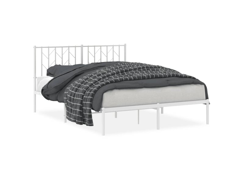  Lit double- lit adulte -  cadre de lit métal sans matelas et tête de lit blanc 140x200 cm  - Conforama A