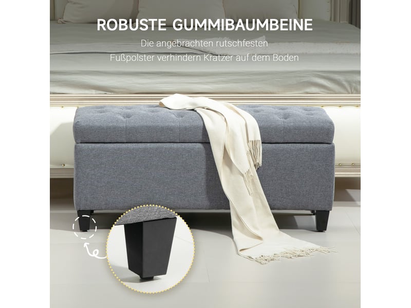  Banc coffre 100x40x44 cm, banc de lit moderne, pieds antidérapants, structure stable, entrée, polyester et métal, gris  - Conforama E
