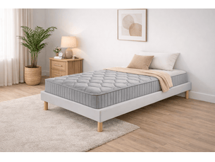 Ensemble sommier tapissier et matelas 80x190 cm - couleur : gris - matelas latex accueil moelleux