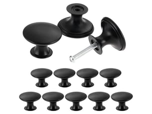 Paquet de 24 poignées rondes noires de 30 mm, poignées élégantes et anciennes pour meubles