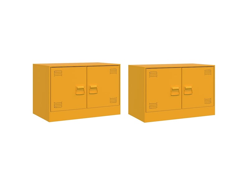  Meubles tv - banc tv - meuble de rangement 2 pcs jaune moutarde 67x39x44 cm acier  - Conforama A