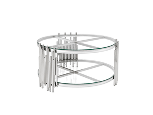 Table basse rond(e) coloris argenté OKWISH  - 80 cmx80 cm