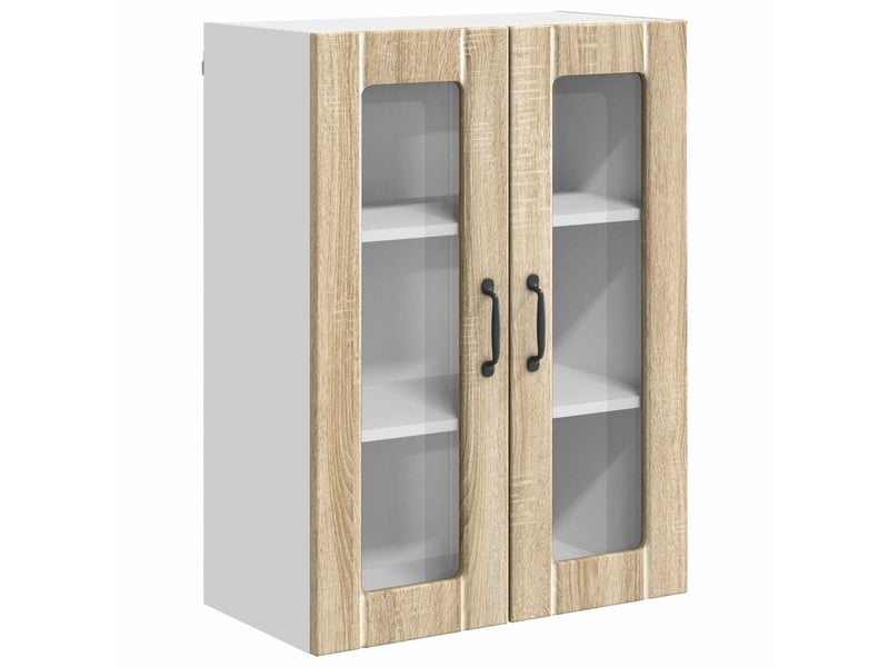 Meuble mural de cuisine, cabinet en verre mural chêne sonoma 60x31x80cm shl7692 - Conforama A