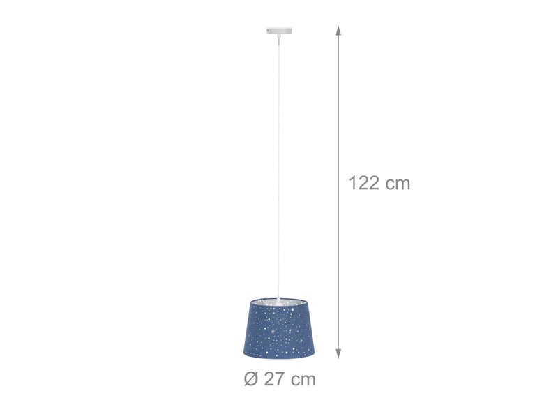  Lampe à suspension abat-jour rond décoratif enfants 122 x 27 cm ambiance étoilée en tissu blanc 13_0007133  - Conforama B