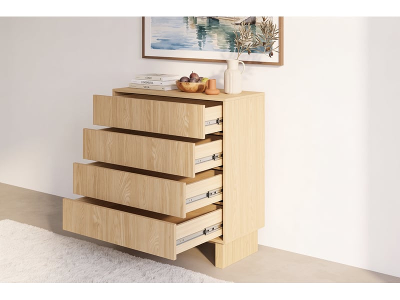  Sumba - commode 93 cm mélaminé chêne clair  - Conforama D