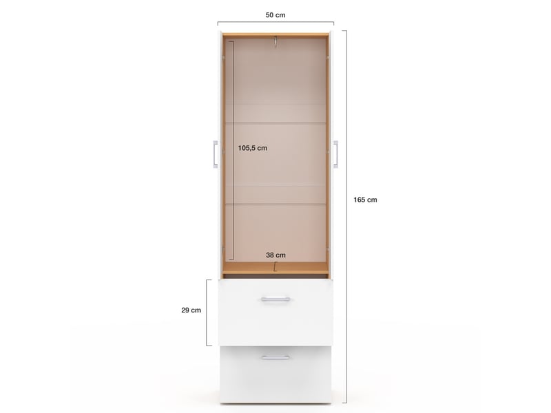 Armoire 2 portes juliana blanc et bois penderie 50 cm avec 2 tiroirs  - Conforama D